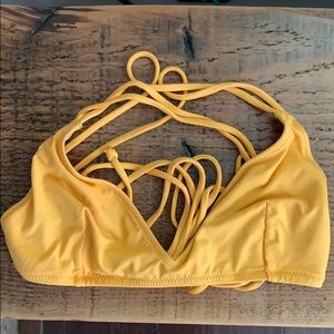 J crew Playa Yellow French Cross Back Bikini Top
